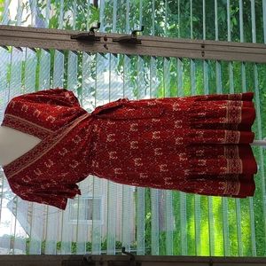 ZESICA red boho wrap dress 100% rayon
